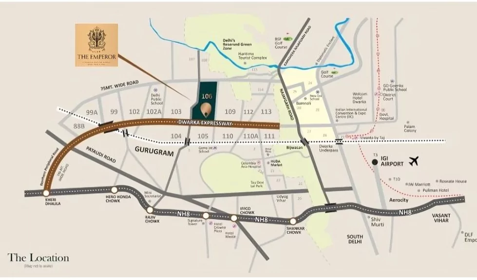 Elan The Emperor Sector 106 Gurgaon Location Plan